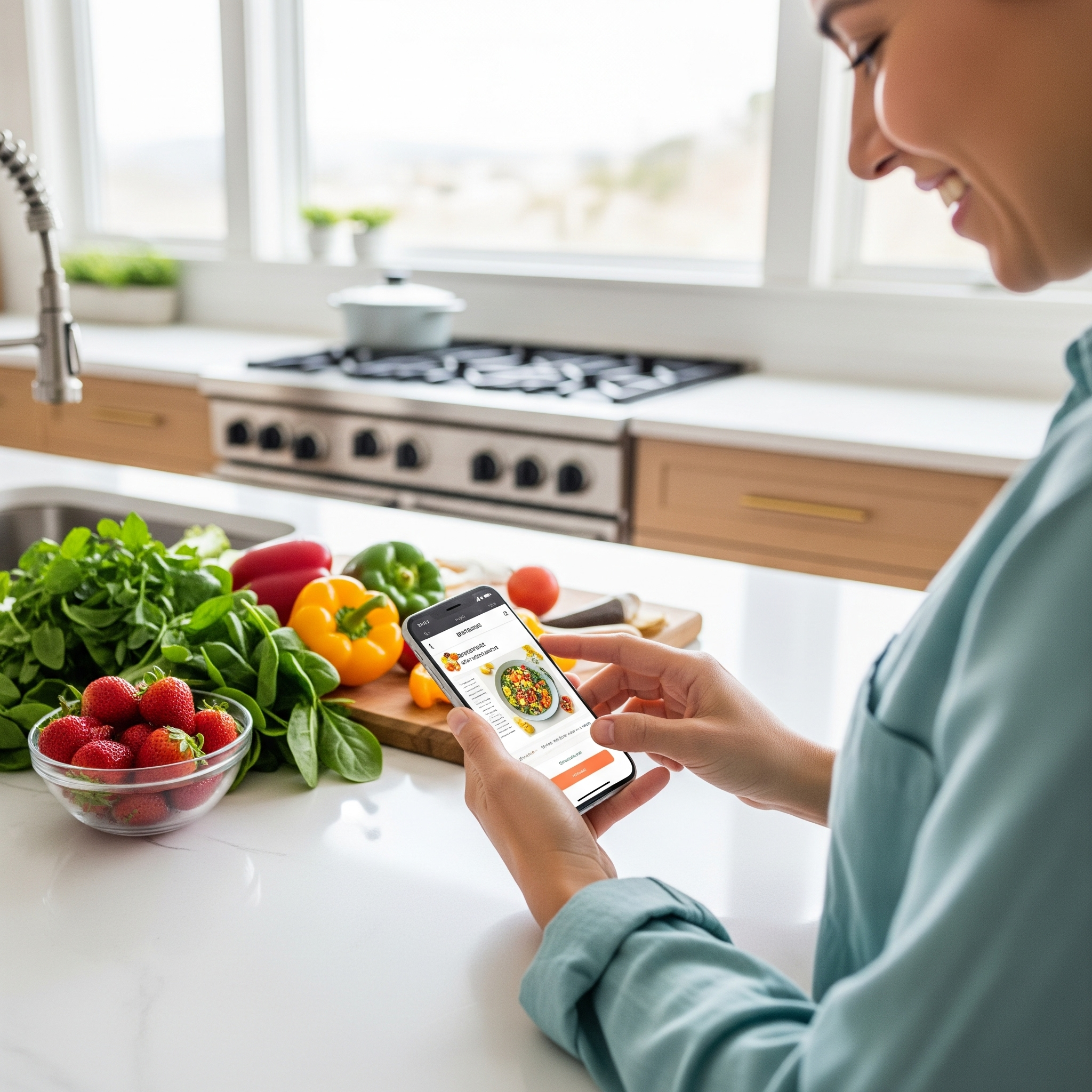 Person using Dietapp.ai in a kitchen